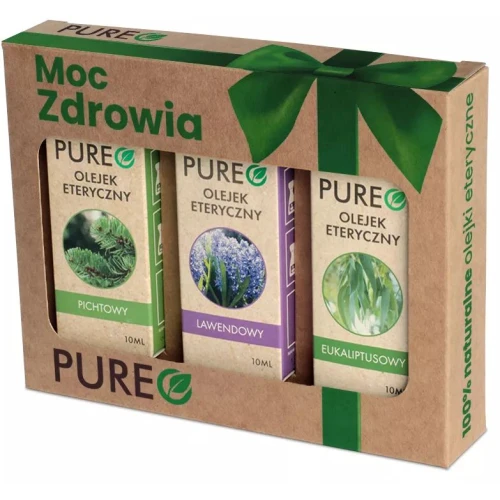 Pureo Naturalne olejki eteryczne Zestaw Moc Zdrowia, 3×10 ml - Pichta, lawenda i eukaliptus