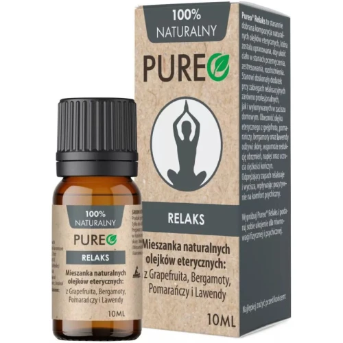 Pureo Relaks Mieszanka naturalnych olejków eterycznych, 10 ml - Grejpfrut, pomarańcza, bergamota i lawenda