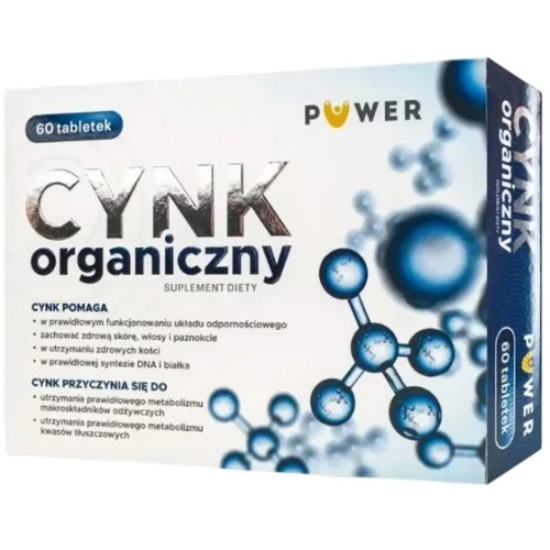 Puwer Cynk Organiczny, 60 tabletek - Uzupełnia codzienną dietę w cynk