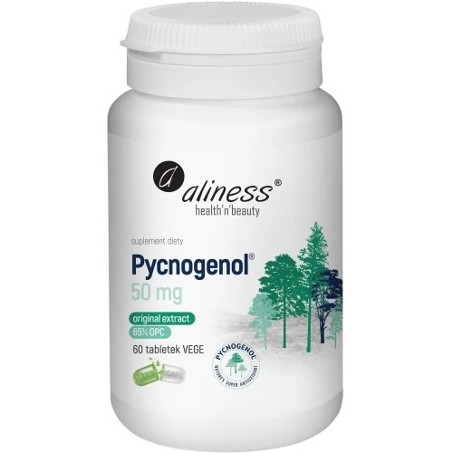 Aliness Pycnogenol® Extract 65% 50 mg, 60 tabletek - Opatentowany ekstrakt z kory sosny nadmorskiej z OPC