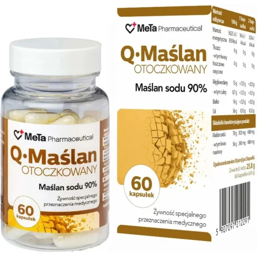 Q·Maślan Otoczkowany Maślan Sodu 90%, 60 kapsułek - Maślan sodu na jelita