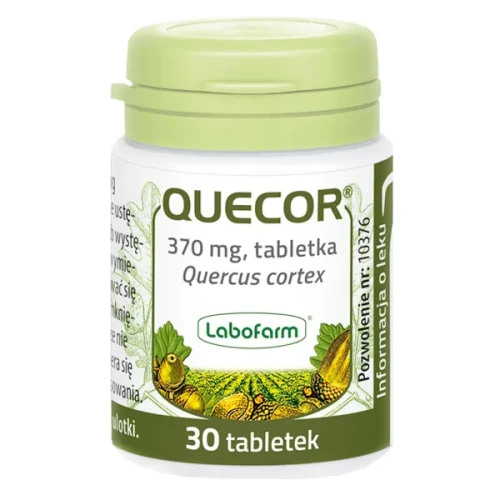 Quecor 370 mg, 30 tabletek - Lek ziołowy na objawy biegunki