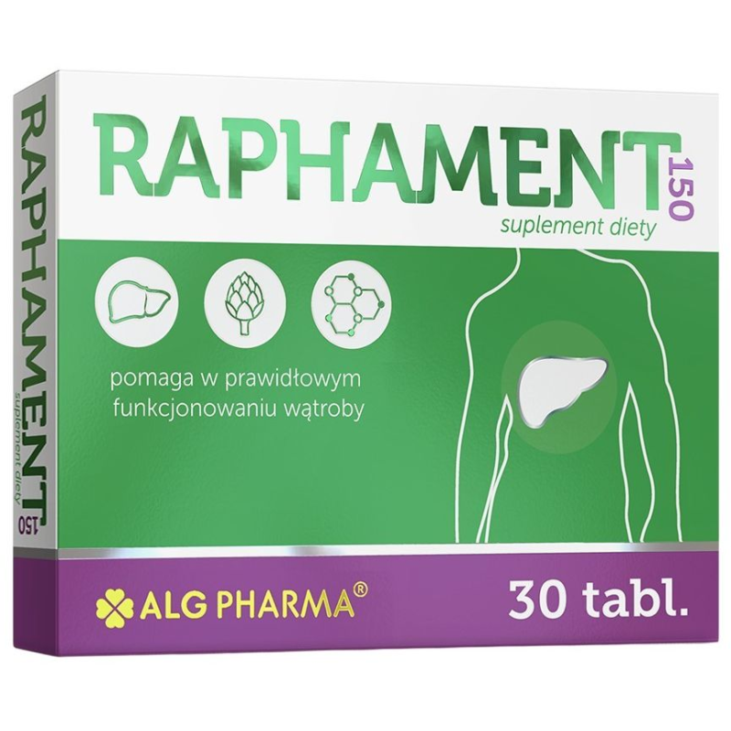 Raphament 150, 30 tabletek - Z kompleksem składników, który pomaga w prawidłowym funkcjonowaniu wątroby