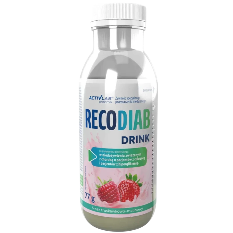 Recodiab Drink smak truskawkowo-malinowy, 77g -  Dla pacjentów z cukrzycą i hiperglikemią