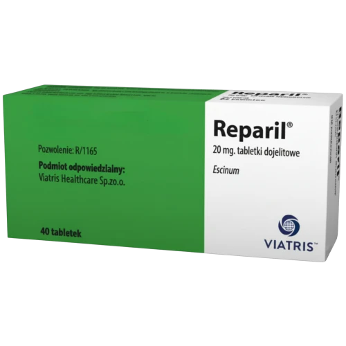 Reparil 20 mg, 40 tabletek - Na obrzęki po urazach
