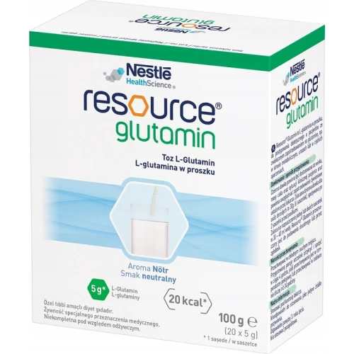 Resource Glutamin o smaku neutralnym, proszek, 20 x 5 g - Czysta L-glutamina w proszku dla wsparcia metabolicznego