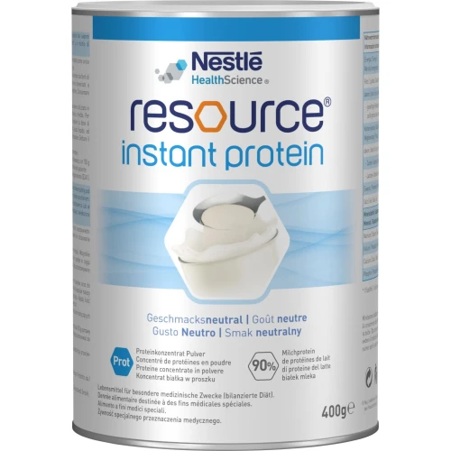 Resource Instant Protein koncentrat białka, smak neutralny, proszek 400 g - Wysokobiałkowy dodatek do żywności ułatwiający regenerację i odżywienie organizmu
