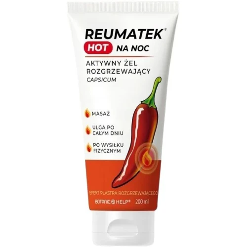 Reumatek Hot Aktywny żel rozgrzewający na noc, 200 ml - Wspomaga masaż, który sprzyja uczuciu rozgrzania oraz relaksacji
