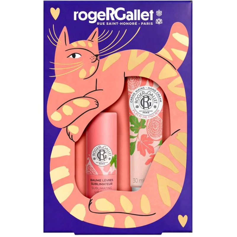 Roger & Gallet Fleur de Figuier Zestaw - pielęgnująca pomadka do ust, 3,5 g + krem do rąk, 30 ml - Odżywcza pielęgnacja na każdy dzień
