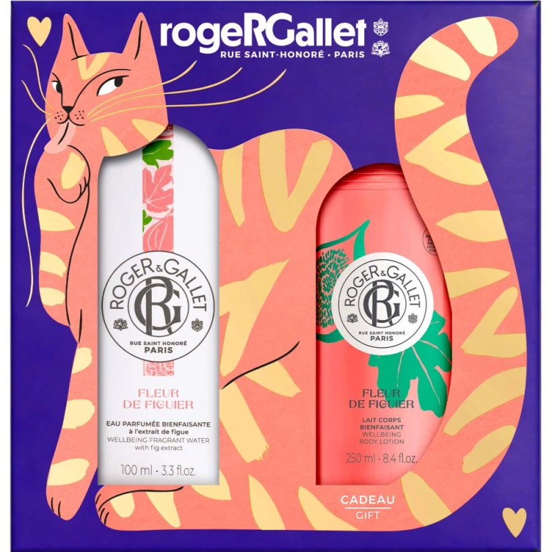 Roger & Gallet Fleur de Figuier Zestaw - woda zapachowa, 100 ml + perfumowane mleczko do ciała, 250 ml - Z nutą dojrzałej figi i cytrusowym akcentem