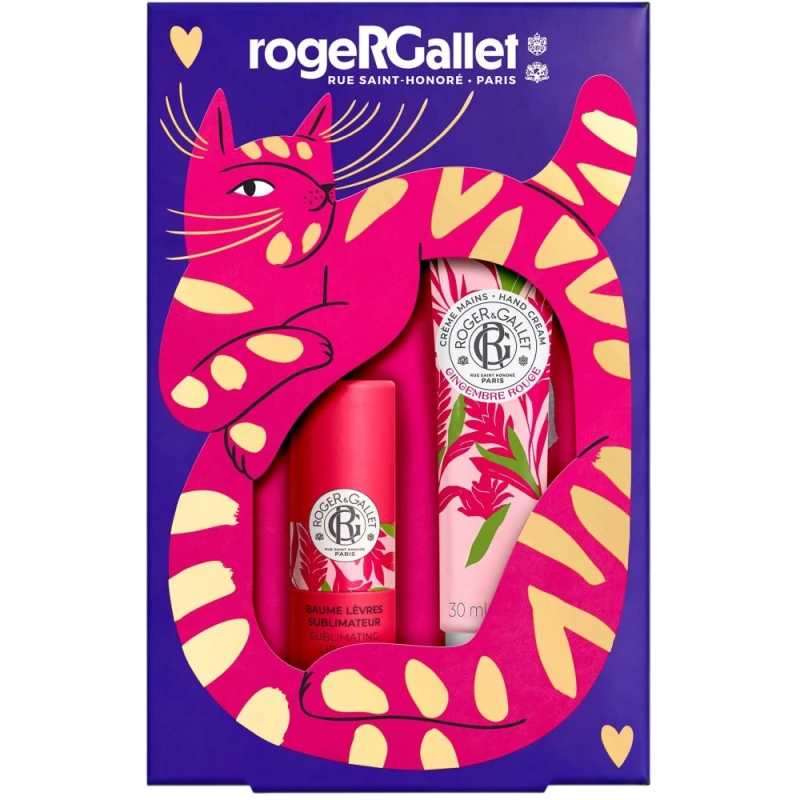 Roger & Gallet Gingembre Rouge Zestaw - pielęgnująca pomadka do ust, 3,5 g + krem do rąk, 30 ml - Energetyzująca pielęgnacja ust i dłoni