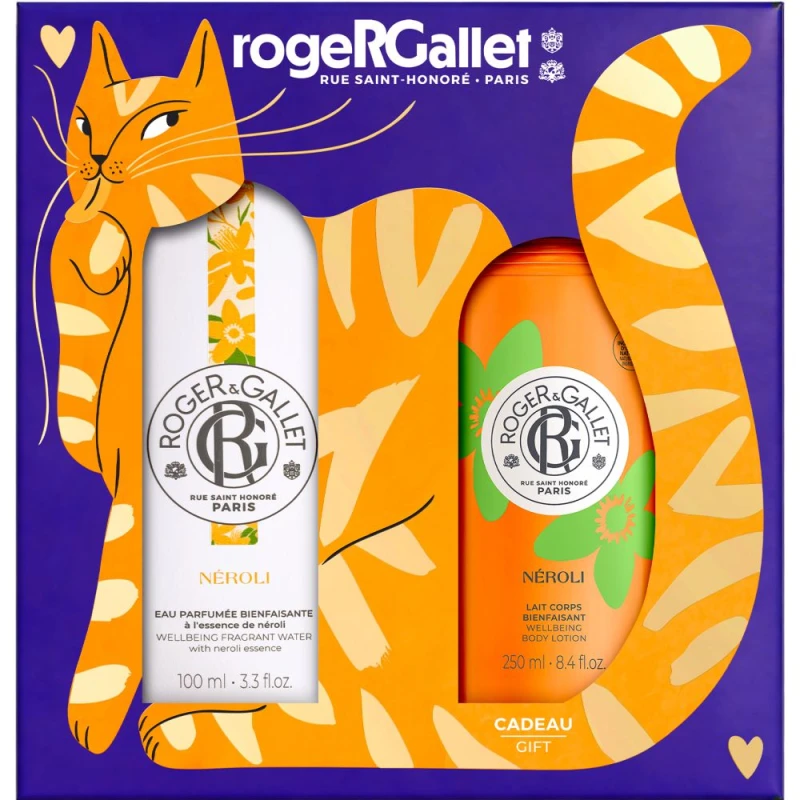Roger & Gallet Néroli Zestaw - woda zapachowa, 100 ml + perfumowane mleczko do ciała, 250 ml - Z nutami neroli, kwiatu pomarańczy i kocanki włoskiej