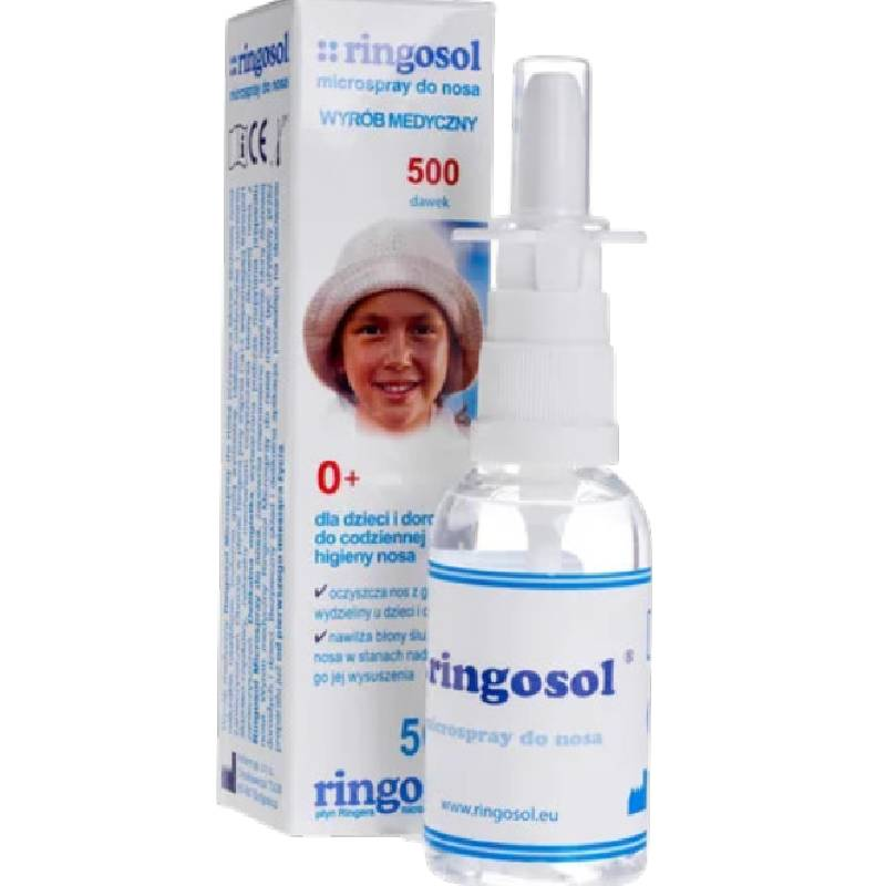 Ringosol, spray do nosa, 50 ml - Nawilża i rozrzedza wydzielinę, ułatwiając oddychanie i usuwanie zanieczyszczeń