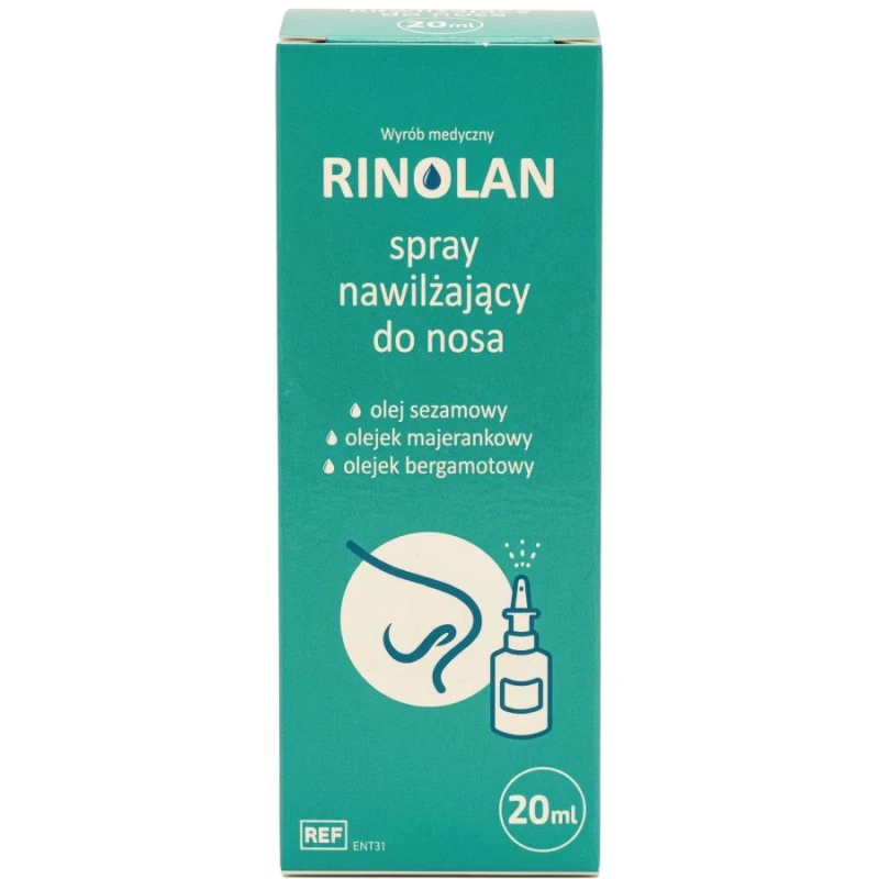 Rinolan Spray nawilżający do nosa, 20 ml - Na podrażnienia błon śluzowych nosa