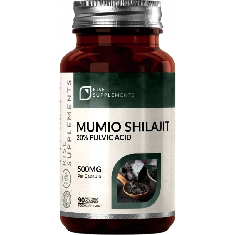 Rise Supplements Mumio Shilajit 500 mg 20% kwasów fulwowych, 90 kapsułek - Dla osób dorosłych dbających o zachowanie witalności
