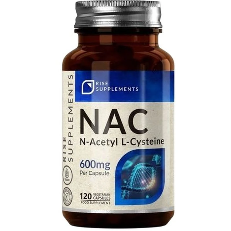 Rise Supplements NAC N-Acetyl L-Cysteina 600 mg, 120 kapsułek - Wsparcie produkcji glutationu