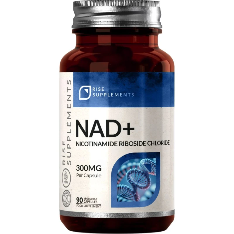 Rise Supplements NAD+ Rybozyd Nikotynamidu 300 mg, 90 kapsułek - Roślinne kapsułki dla dorosłych