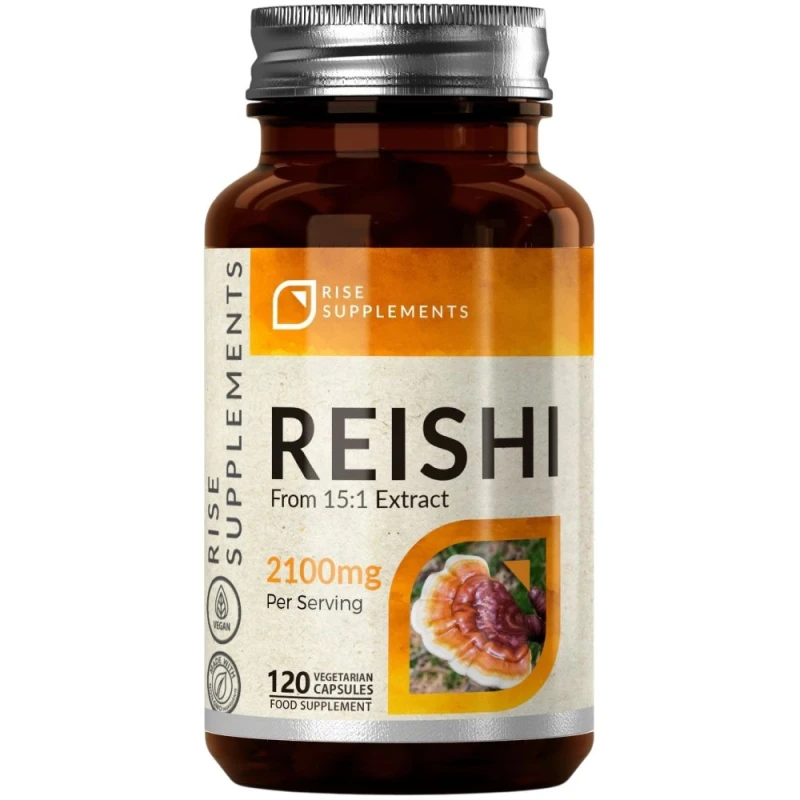Rise Supplements Reishi (Lakownica Żółtawa), 120 kapsułek - Grzyb adaptogenny