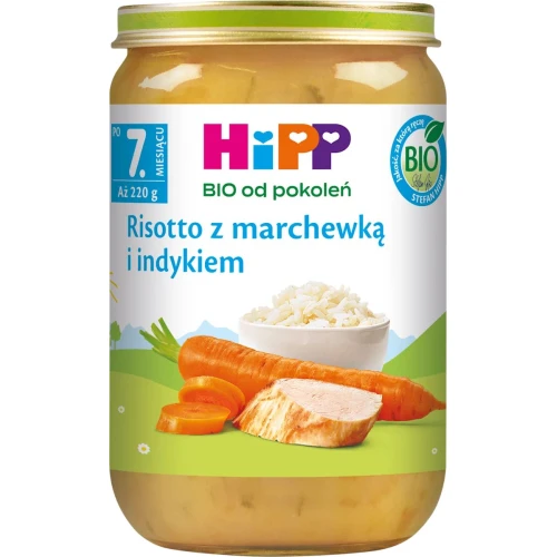 HiPP Risotto z marchewką i indykiem BIO, 220 g - Dla niemowląt po 7. miesiącu