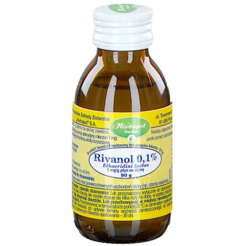 Rivanol 0,1% płyn na skórę, 90 g - Plyn do stosowania na skórę o działaniu przeciwbakteryjnym