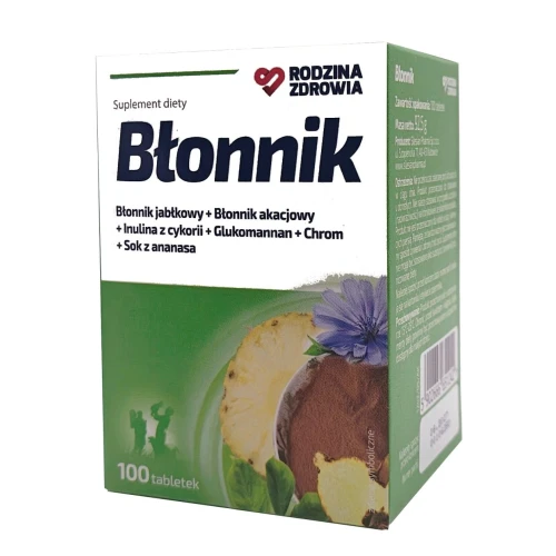 Rodzina Zdrowia Błonnik, 100 tabletek - Błonnik rozpuszczalny z dodatkiem chromu