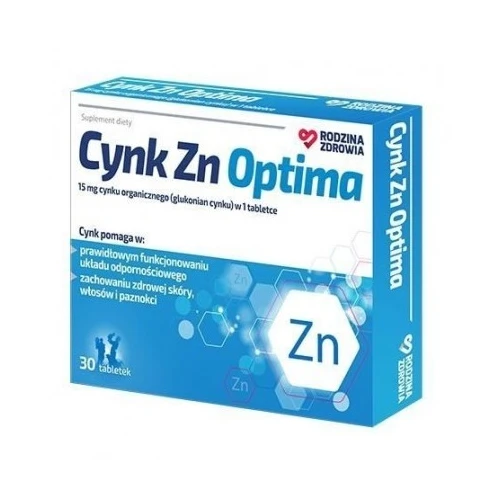 Rodzina Zdrowia Cynk Zn Optima, 30 tabletek - Uzupełnia codzienną dietę w cynk