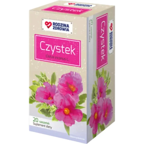 Rodzina Zdrowia Czystek, zioła do zaparzania, 20 saszetek - Herbatka ziołowa z wysuszonym i rozdrobnionym zielem czystka