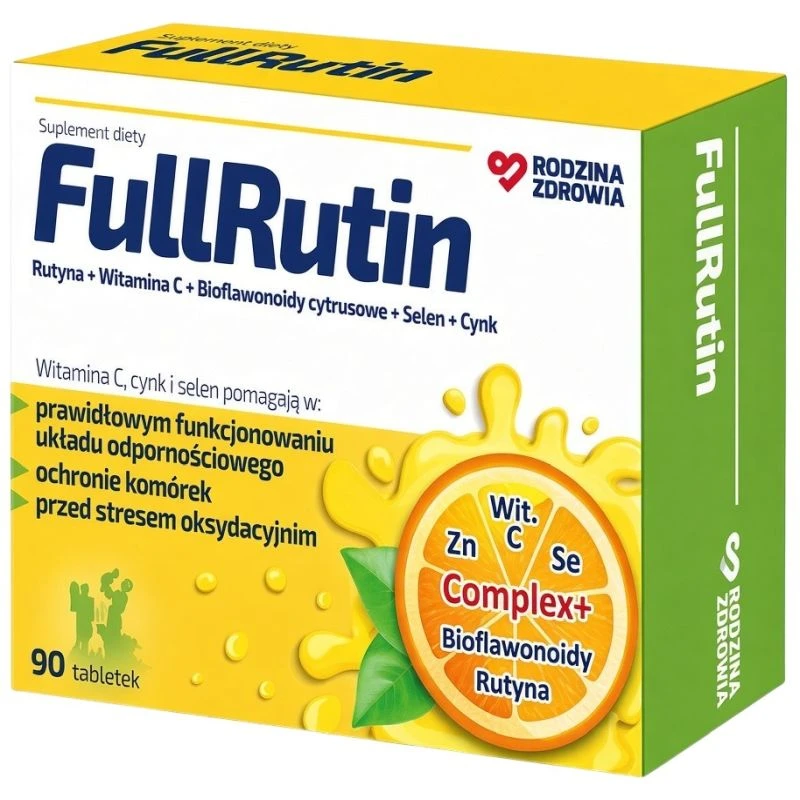 Rodzina Zdrowia FullRutin, 90 tabletek - Tabletki z witaminą C, rutyną, cynkiem i selenem