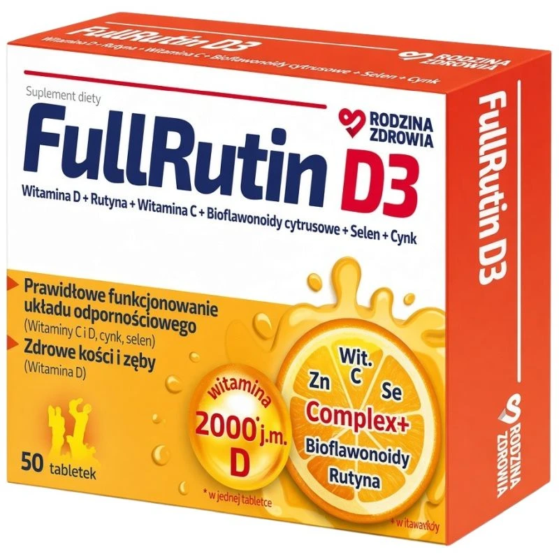 Rodzina Zdrowia FullRutin D3, 50 tabletek - Wsparcie odporności i naczyń krwionośnych