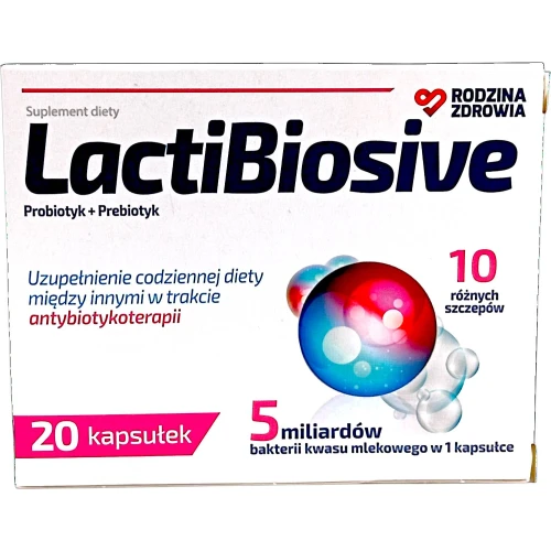 Rodzina Zdrowia LactiBiosive, 20 kapsułek - Bakterie probiotyczne dla dorosłych i dzieci