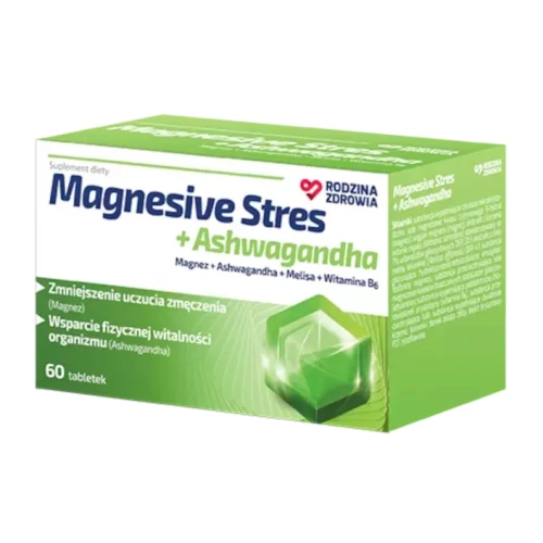 Rodzina Zdrowia Magnesive Stres + Ashwagandha, 60 tabletek - Wsparcie dla osób prowadzących stresujący tryb życia