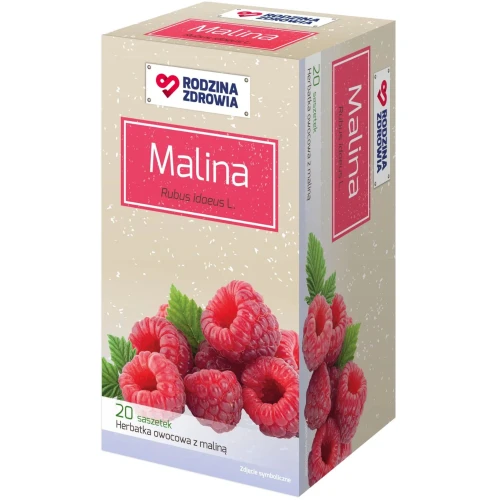 Rodzina Zdrowia Malina, 20 saszetek - Herbatka owocowa z maliną do zaparzania