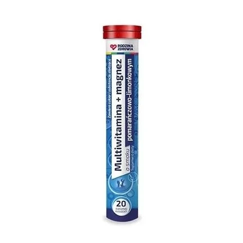 Rodzina Zdrowia Multiwitamina + Magnez, 20 tabletek musujących - O smaku pomarańczowo-limonkowym