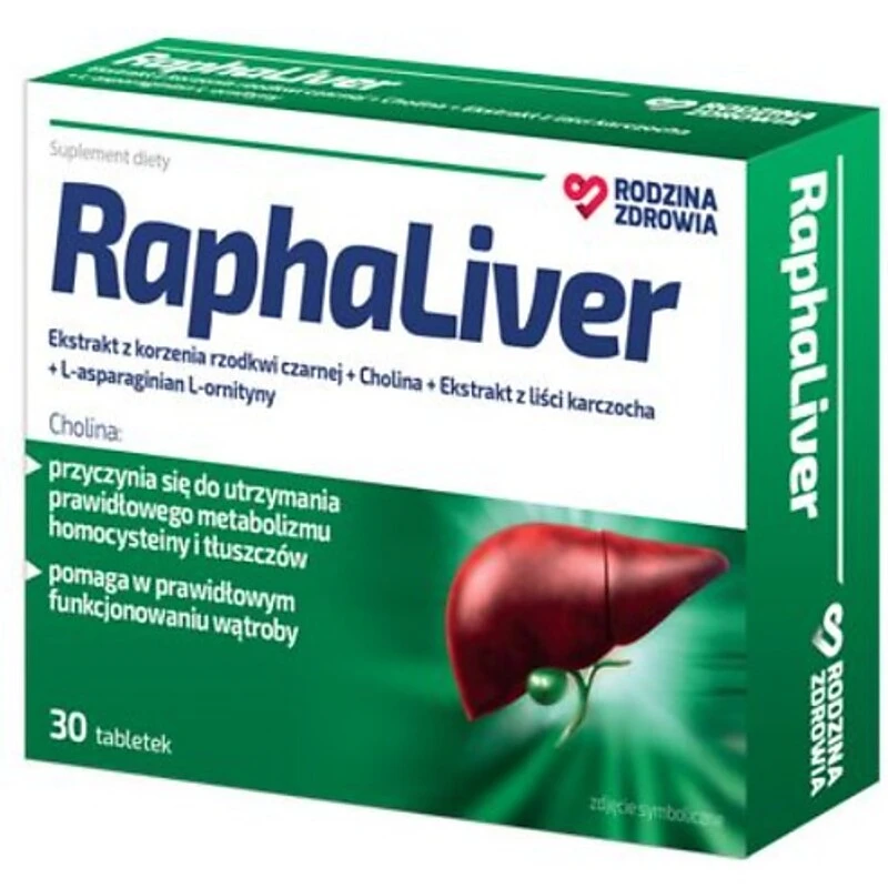 Rodzina Zdrowia RaphaLiver, 30 tabletek - Suplement diety z choliną