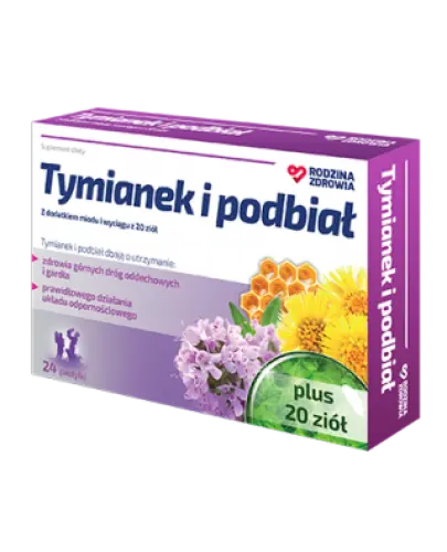 Rodzina Zdrowia Tymianek i Podbiał, 24 pastylki - Pastylki do ssania na gardło