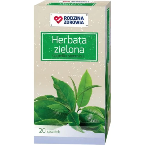Rodzina Zdrowia Zielona Herbata, 20 saszetek - Suszone i rozdrobnione liście do sporządzania aromatycznego naparu