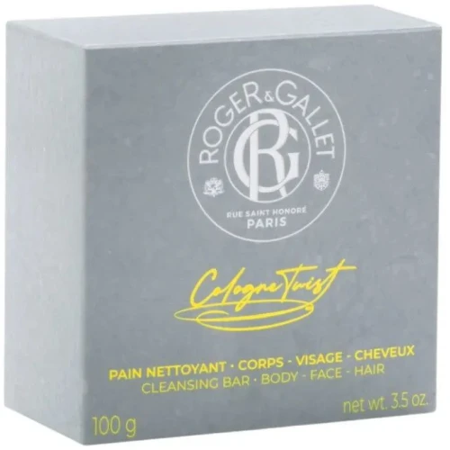 Roger & Gallet Cologne Twist Kostka myjąca do ciała, twarzy i włosów, 100 g - Nawilża, oczyszcza i odświeża