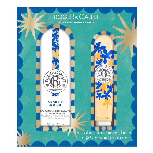 Roger & Gallet Vanilla Well-Being Zestaw - Woda zapachowa, 30 ml + Krem do rąk, 30 ml - Relaksujący rytuał z ciepłym aromatem wanilii