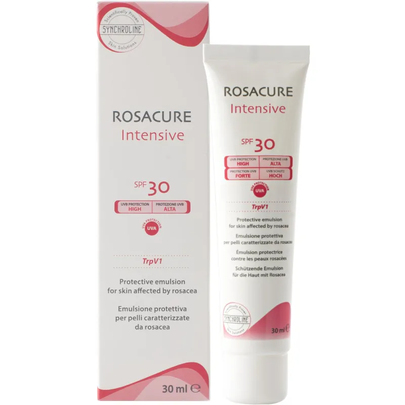 Synchroline Rosacure intensive Ochronny krem do twarzy SPF 30, 30 ml - Do skóry naczyniowej i z trądzikiem różowatym