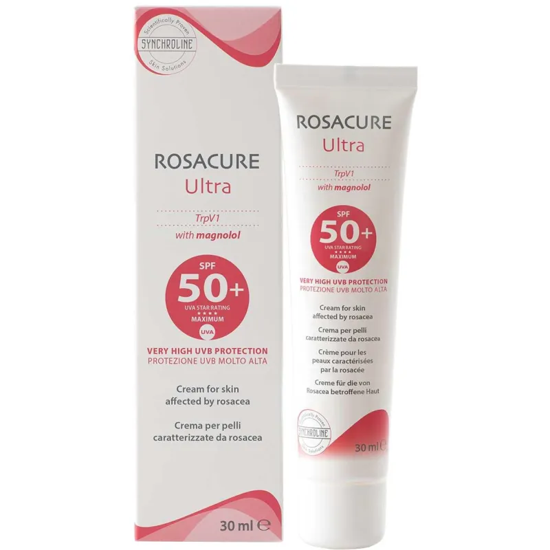 Synchroline Rosacure Ultra Ochronny krem do twarzy SPF 50+, 30 ml - Do cery naczyniowej i z trądzikiem różowatym