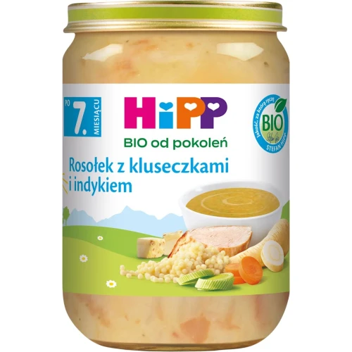 HiPP Rosołek z kluseczkami i indykiem BIO, 190 g - Dla niemowląt od 7. miesiąca