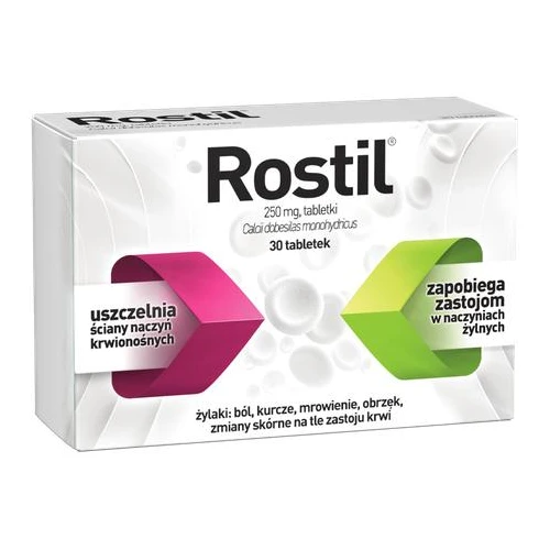 Rostil 250 mg, 30 tabletek - Tabletki, które zmniejszają przepuszczalność naczyń włosowatych