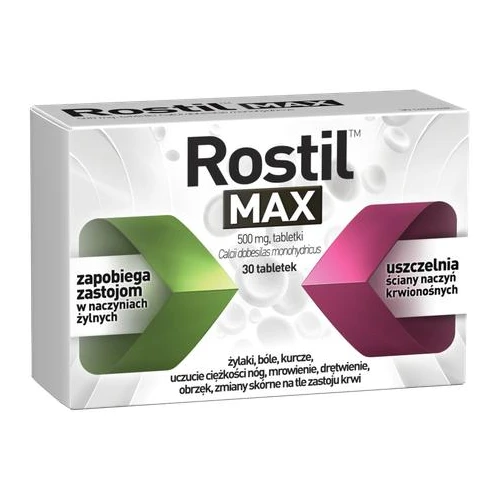 Rostil Max 500 mg, 30 tabletek - Zmniejszają przepuszczalność naczyń  włosowatych