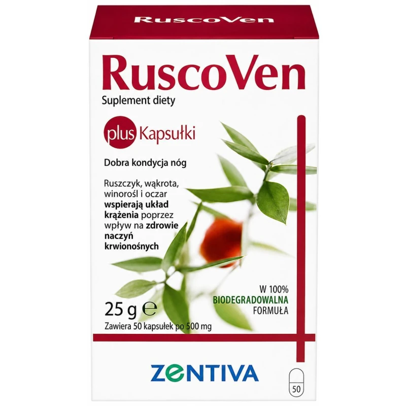 RuscoVen Plus, 50 kapsułek - Ruszczyk, wąkrota, oczar i winorośl