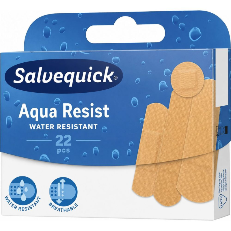 Salveqiuck Aqua Resist, plastry wodoodporne, 22 sztuki - Elastyczne, oddychające i hipoalergiczne
