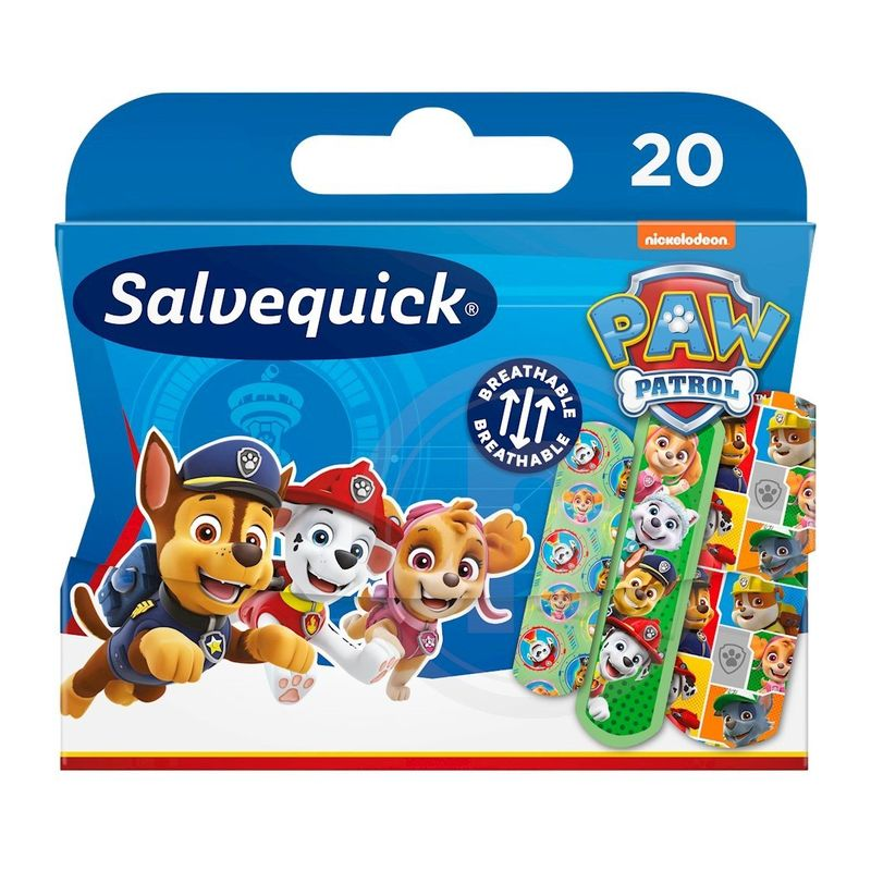 Salveqiuck Paw Patrol, wodoodporne plastry dla dzieci, 20 sztuk - Elastyczne, oddychające i hipoalergiczne 