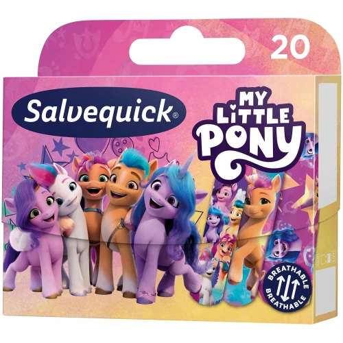 Salveqiuck My Little Pony, wodoodporne plastry dla dzieci,  20 sztuk - Elastyczne, oddychające i hipoalergiczne 