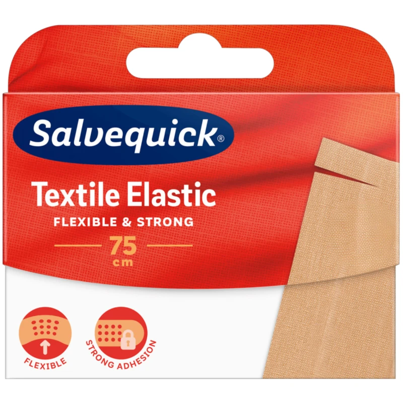Salvequick Textile Elastic, plaster tekstylny do cięcia, 75 cm - Elastyczny, oddychający i hipoalergiczny 
