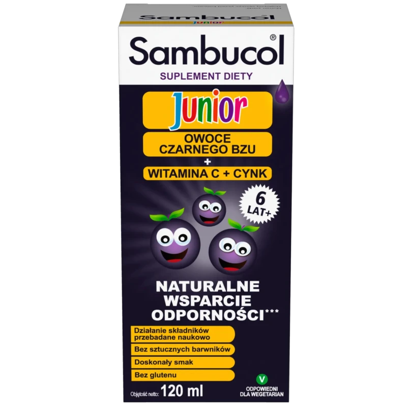 Sambucol Junior płyn, 120 ml - Z wyciągiem z owoców czarnego bzu