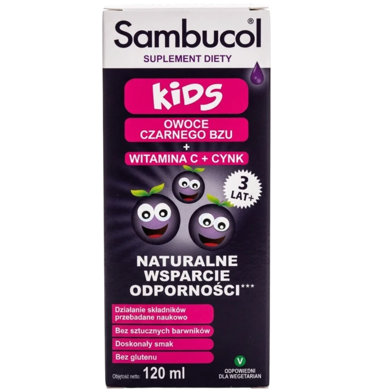 Sambucol Kids, płyn, 120 ml - Z ekstraktem z owoców czarnego bzu i witaminą C